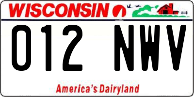 WI license plate 012NWV