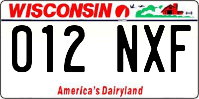 WI license plate 012NXF