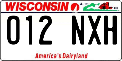 WI license plate 012NXH