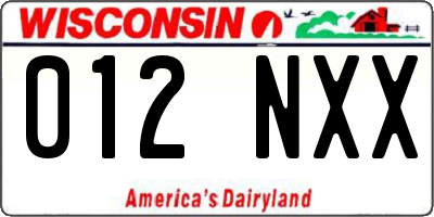 WI license plate 012NXX