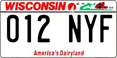 WI license plate 012NYF