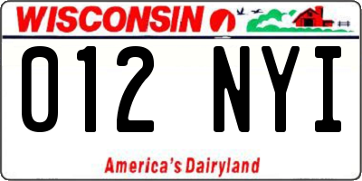 WI license plate 012NYI