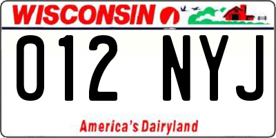 WI license plate 012NYJ
