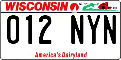 WI license plate 012NYN