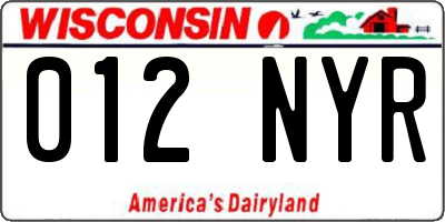 WI license plate 012NYR