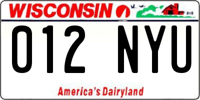 WI license plate 012NYU