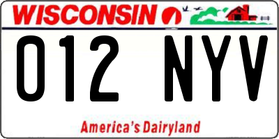 WI license plate 012NYV