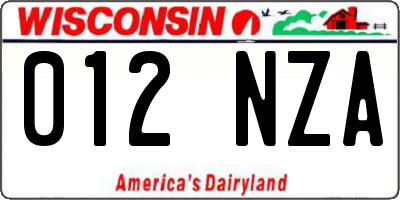 WI license plate 012NZA