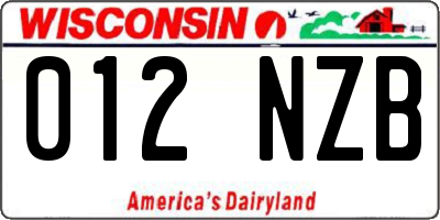 WI license plate 012NZB