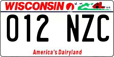 WI license plate 012NZC