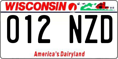 WI license plate 012NZD