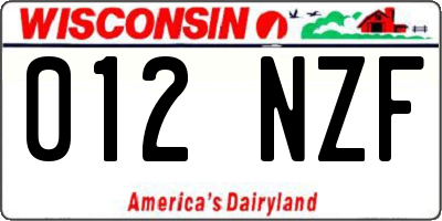 WI license plate 012NZF