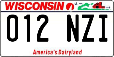 WI license plate 012NZI
