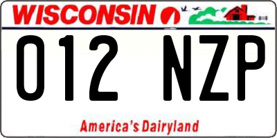 WI license plate 012NZP