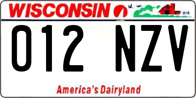 WI license plate 012NZV