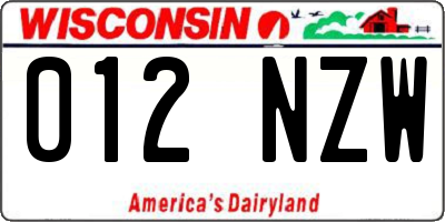 WI license plate 012NZW