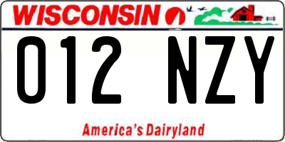 WI license plate 012NZY