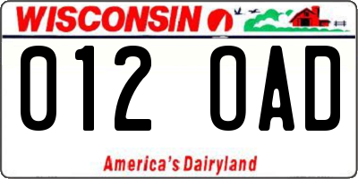 WI license plate 012OAD