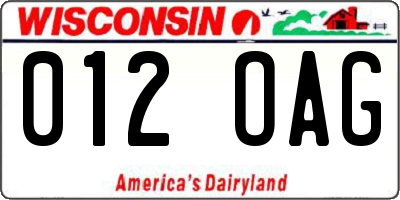 WI license plate 012OAG