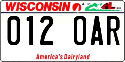 WI license plate 012OAR