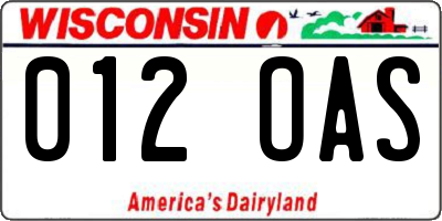 WI license plate 012OAS