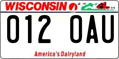 WI license plate 012OAU