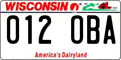 WI license plate 012OBA