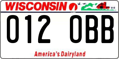 WI license plate 012OBB