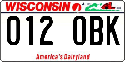 WI license plate 012OBK