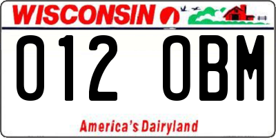 WI license plate 012OBM