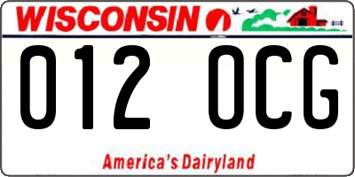 WI license plate 012OCG
