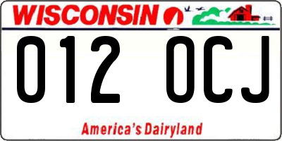 WI license plate 012OCJ