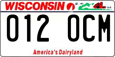 WI license plate 012OCM