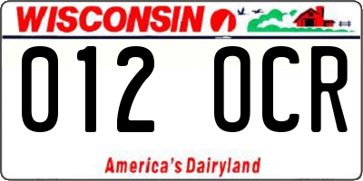 WI license plate 012OCR
