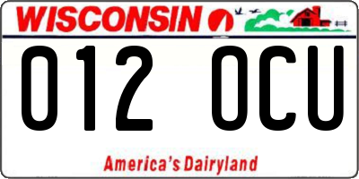 WI license plate 012OCU