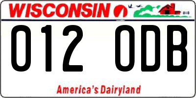 WI license plate 012ODB