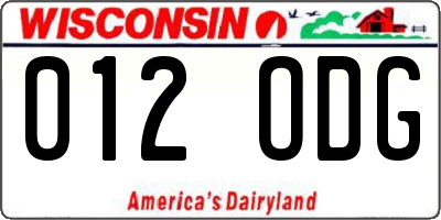 WI license plate 012ODG