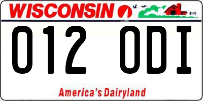 WI license plate 012ODI