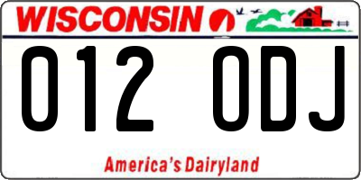 WI license plate 012ODJ