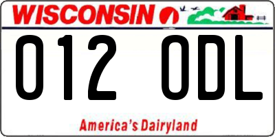 WI license plate 012ODL