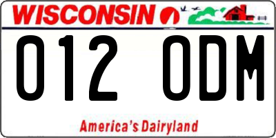 WI license plate 012ODM