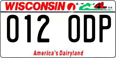 WI license plate 012ODP