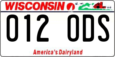 WI license plate 012ODS