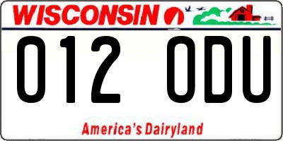 WI license plate 012ODU