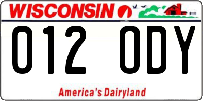 WI license plate 012ODY