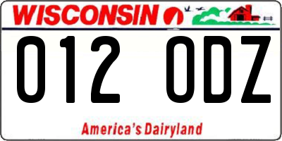 WI license plate 012ODZ