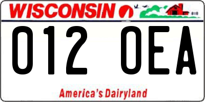 WI license plate 012OEA