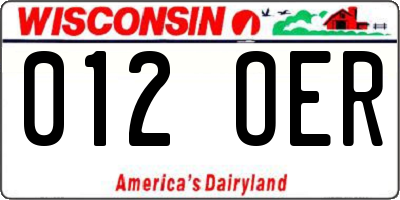 WI license plate 012OER
