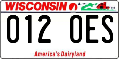 WI license plate 012OES