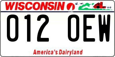 WI license plate 012OEW